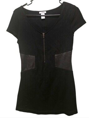 Cache Short Sleeve Zip-Front Tunic With Side Panels Small